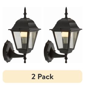 (2 pack) 13.5" Classic Black Outdoor Coach Wall Light, Clear Glass Lens, Bulb Not Included
