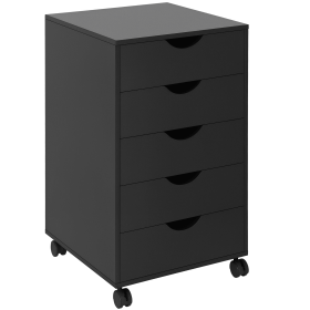 File Cabinet with 5 Drawer Wheels, 15.7" x 15.7" x 26.4", Black