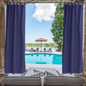 Toile Outdoor Thermal Blackout Curtain - 50 In. W X 120 In. L (Option: Dark Blue)