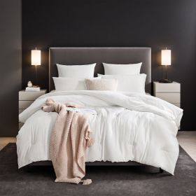 All Season White Oversized Solid Plump Duvet, Premium Hotel, Bedroom And Guesthouse Comforter. This Extra Warm Thick Winter Quilt Transitions Sea (Option: White-Q)