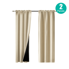 Rod Pocket Thermal Insulated With Coated Lining 52 In. W X 63 In. L Indoor Blackout Curtains,2 Colors Available,Set Of 2 (Option: Beige)