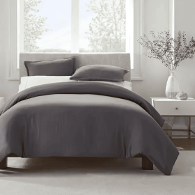 Serta Simply Clean Pleated Duvet Cover Twin (Option: Grey)
