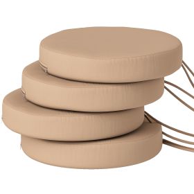 Patio Chair Cushions Set Of 4 Round Seat Cushions For Dining Bistro Chairs Machine Washable, 15 X 15 X 3, Khaki (Option: Khaki)