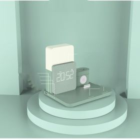 Multifunctional Alarm Clock Wireless Charger Bedroom (Electrical outlet: USB, Color: Light Green)