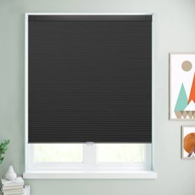WELLSOURCE Cordless Cellular Shades without Drilling Honeycomb Blinds Blackout for Windows Bed Room, Office Easy to Install Custom Size (Color: Black, size: Custom Size)