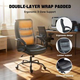 Ergonomic Upholstered Swivel Office Executive Chair with Extra Padding 9131HJ (Color: Black-PU)
